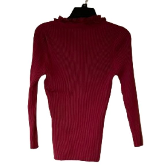 August Silk Raspberry Stretch Sweater with Ruffle Faux Shirt - Large - Fashion - Picture 2 of 5